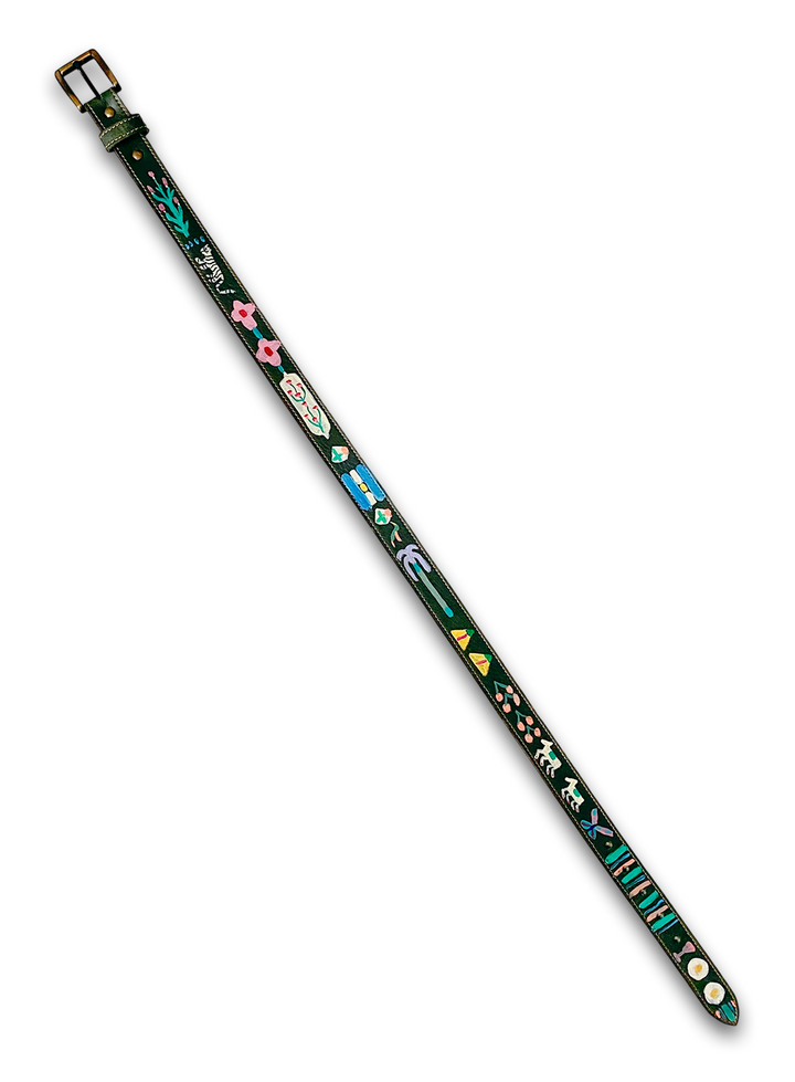 Hand-Painted Leather Belt (Size 30)