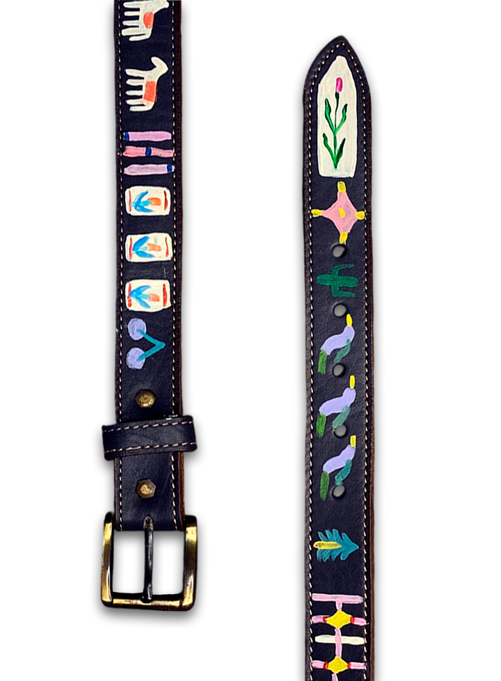 Hand-Painted Leather Belt (Size 26)