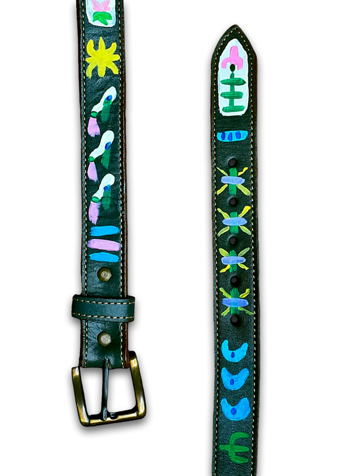 Hand-Painted Leather Belt (Size 26)