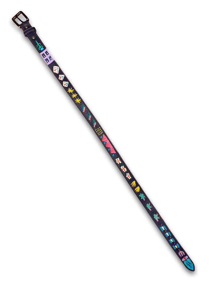 Hand-Painted Leather Belt (Size 30)