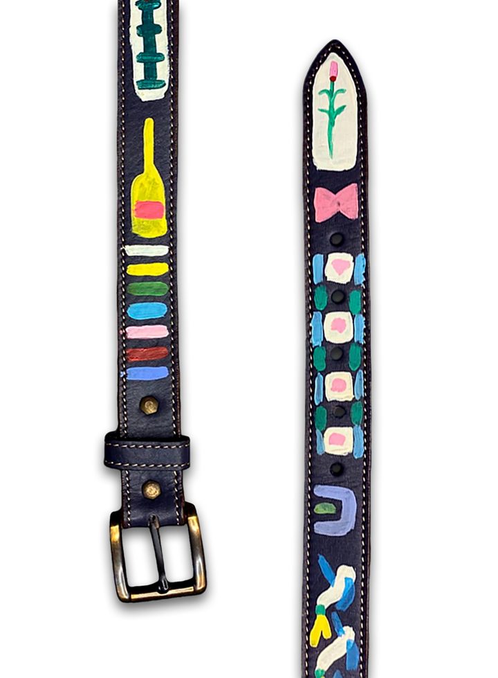 Hand-Painted Leather Belt (Size 42)
