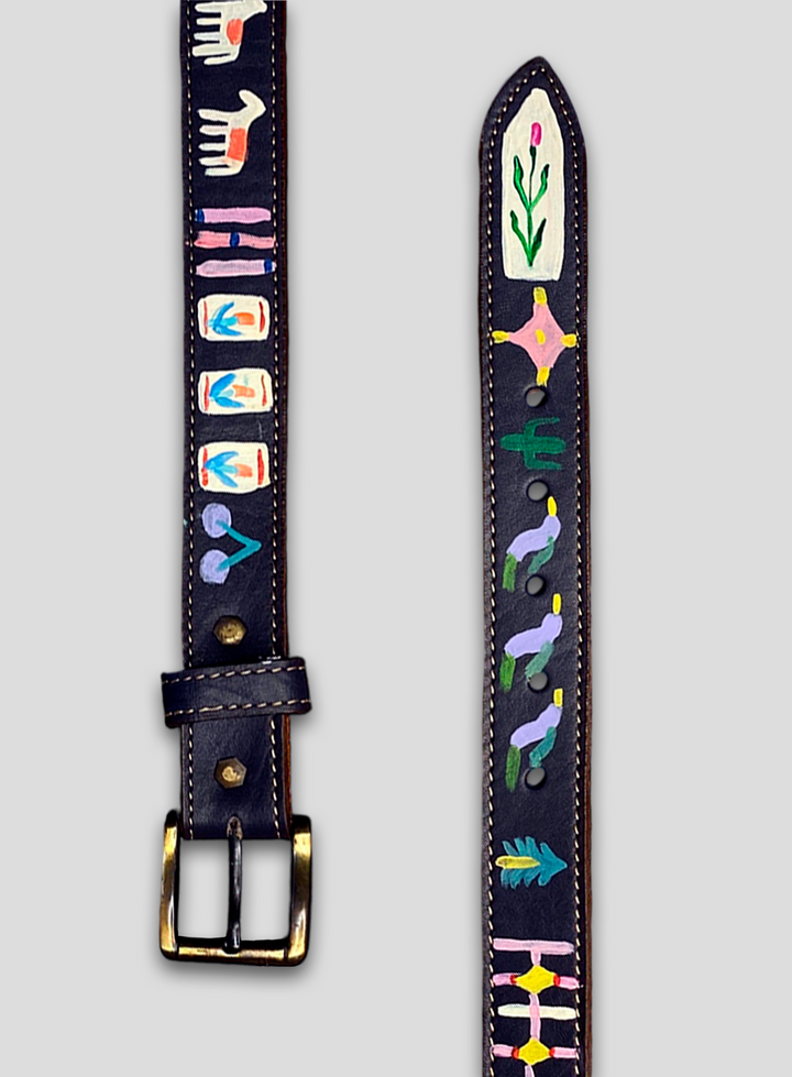 Hand-Painted Leather Belt (Size 26)