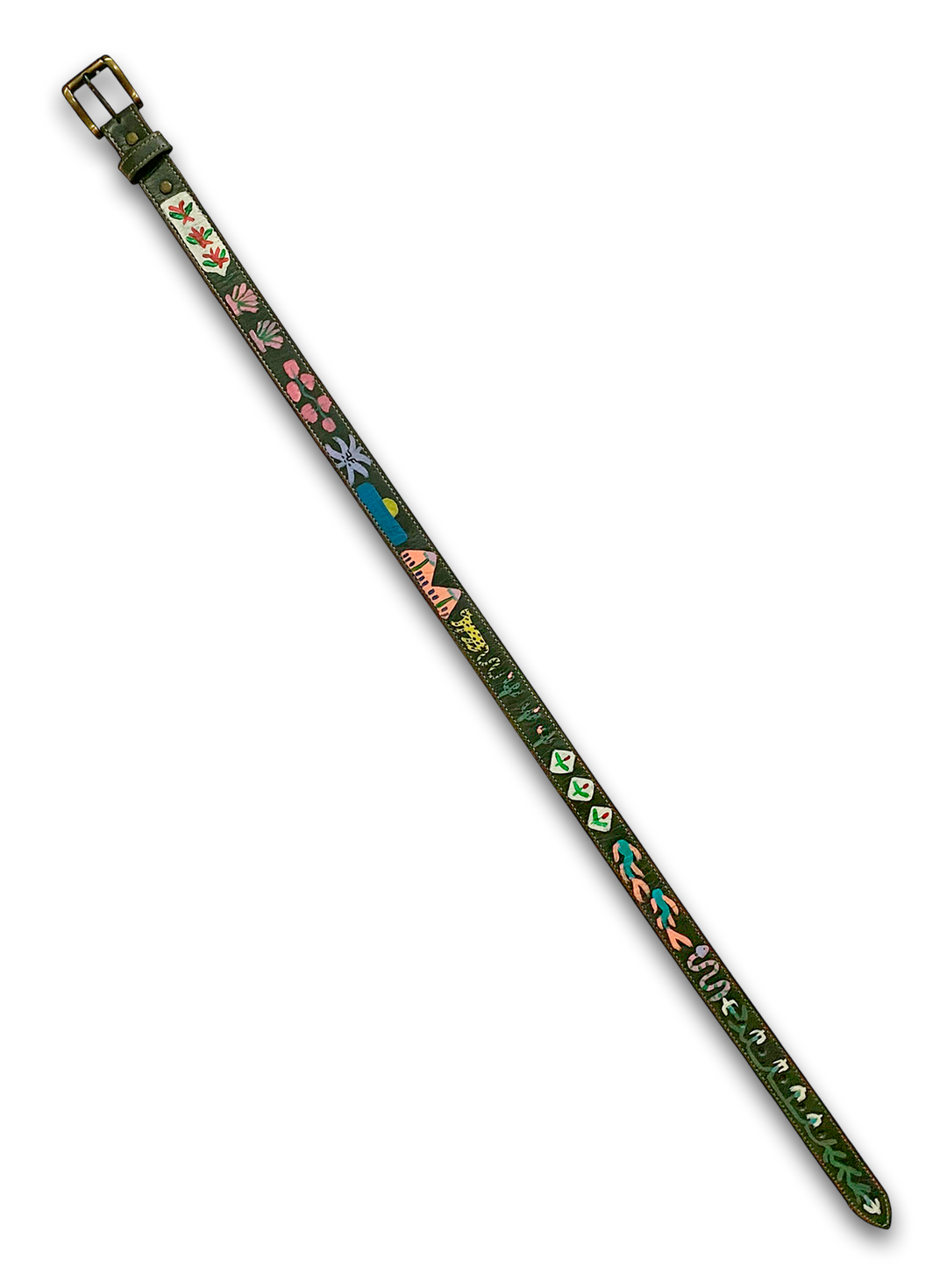 Hand-Painted Leather Belt (Size 30)
