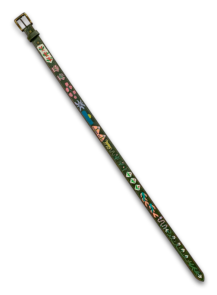 Hand-Painted Leather Belt (Size 30)