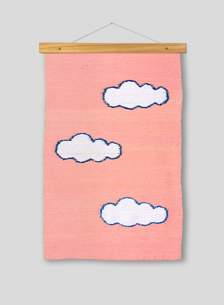 The Little Fluffy Cloud Tapestry in Bright Pink