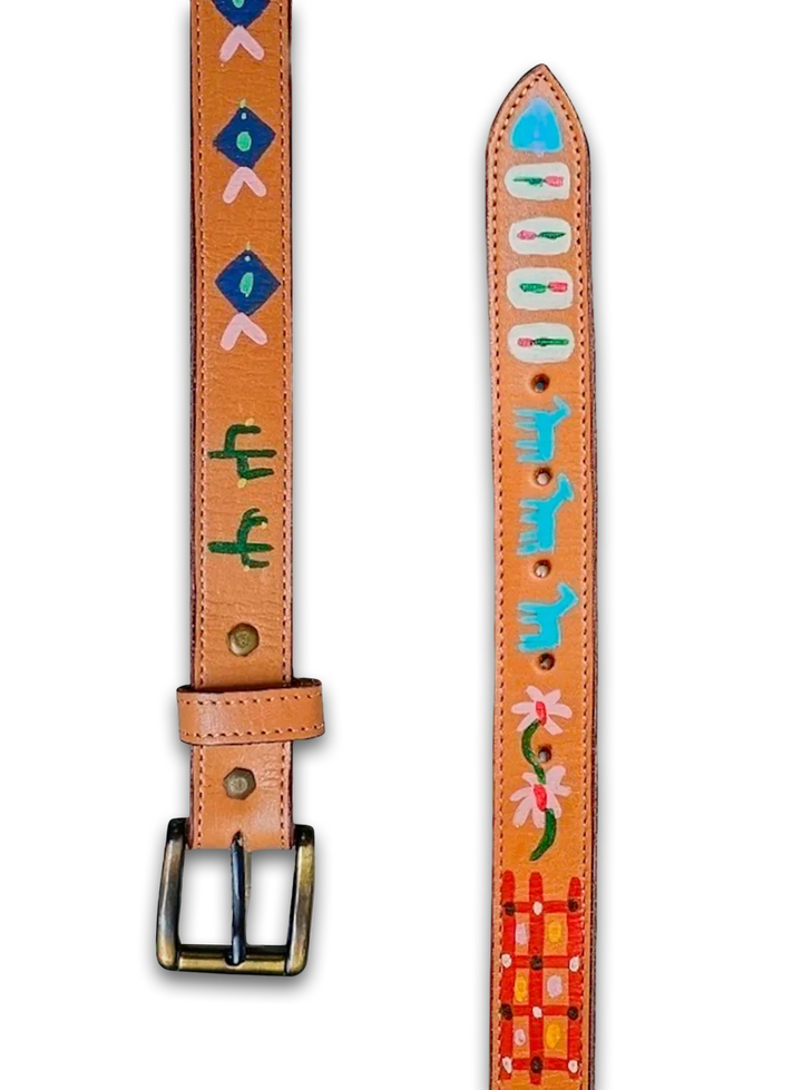 Hand-Painted Leather Belt (Size 30)