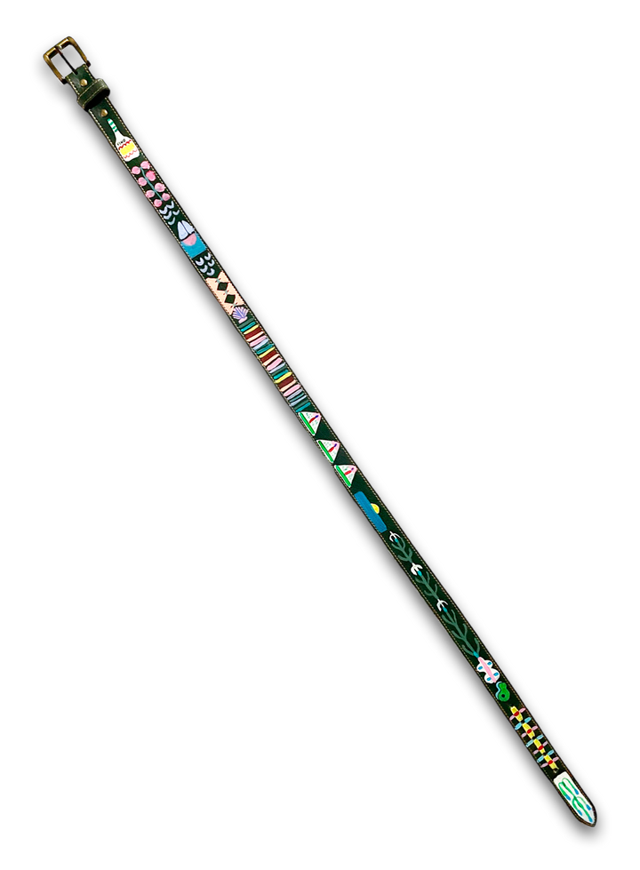 Hand-Painted Leather Belt (Size 36)