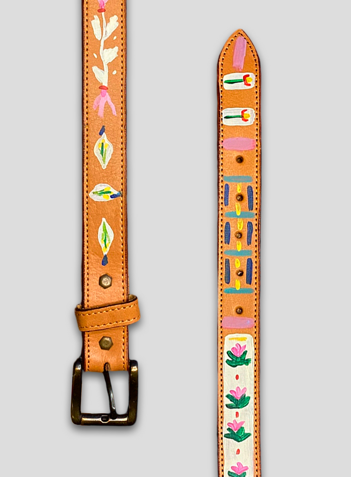 Hand-Painted Leather Belt (Size 36)