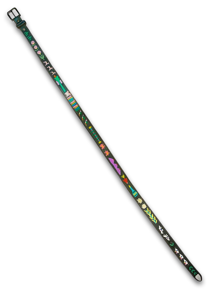 Hand-Painted Leather Belt (Size 40) 1