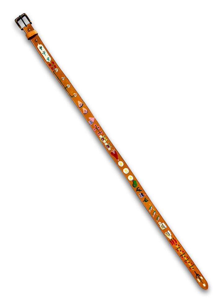 Hand-Painted Leather Belt (Size 34)