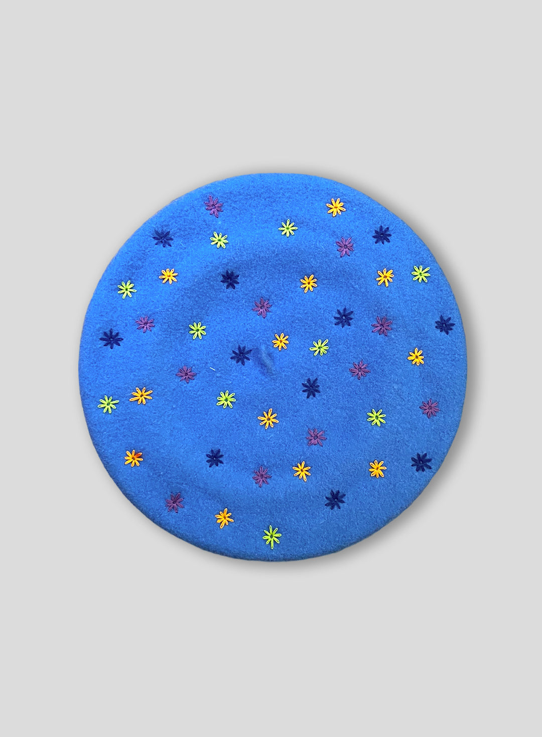 Embroidered Beret in Electric Blue