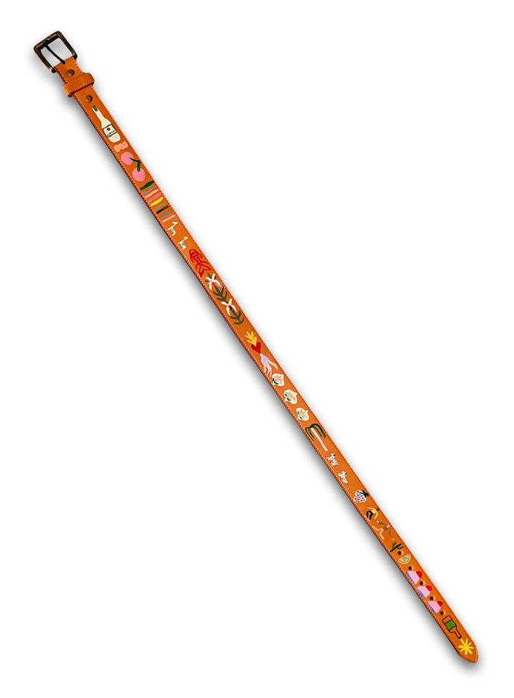 Hand-Painted Leather Belt (Size 30)