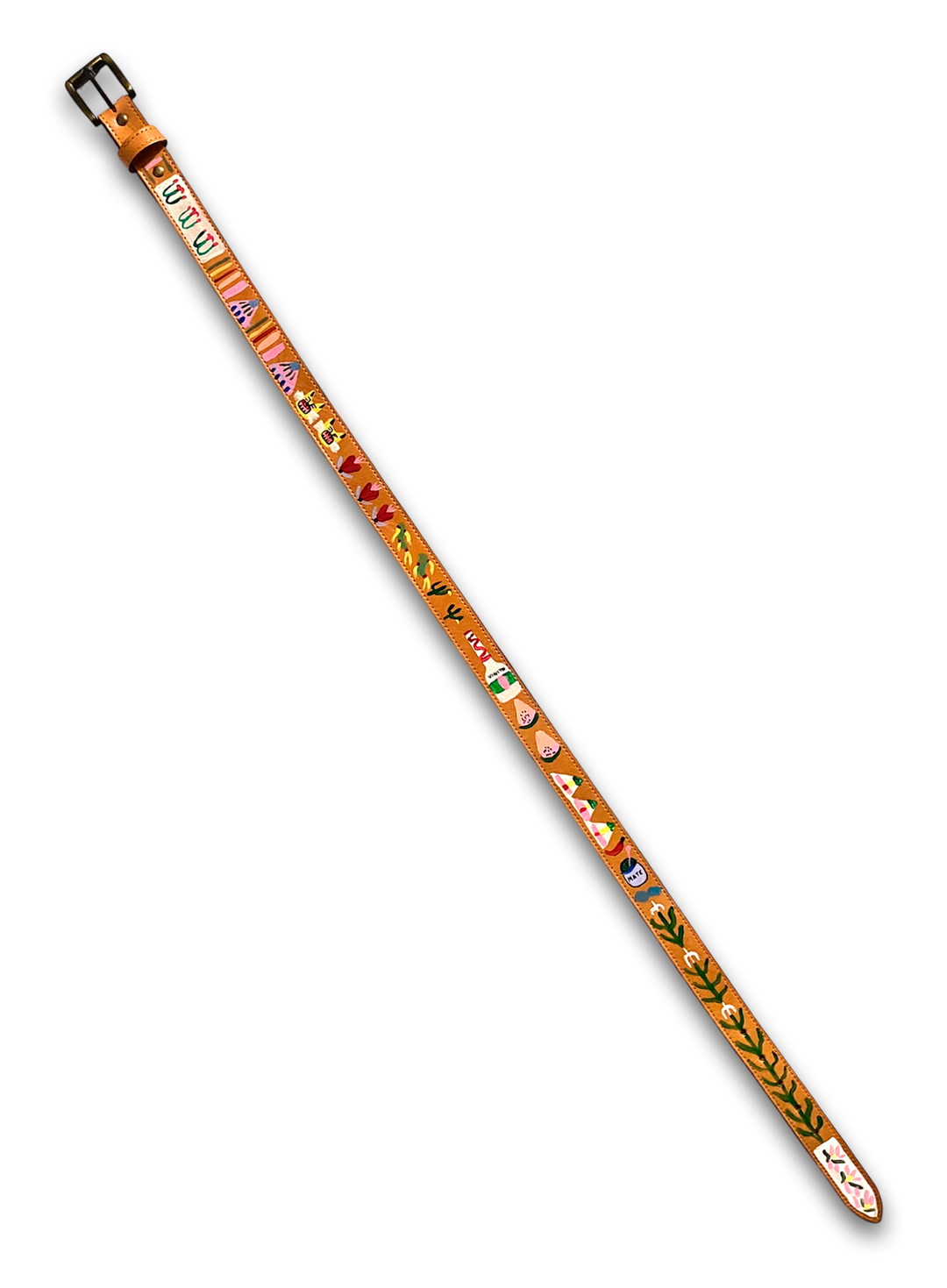 Hand-Painted Leather Belt (Size 34)