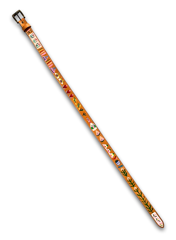 Hand-Painted Leather Belt (Size 34)