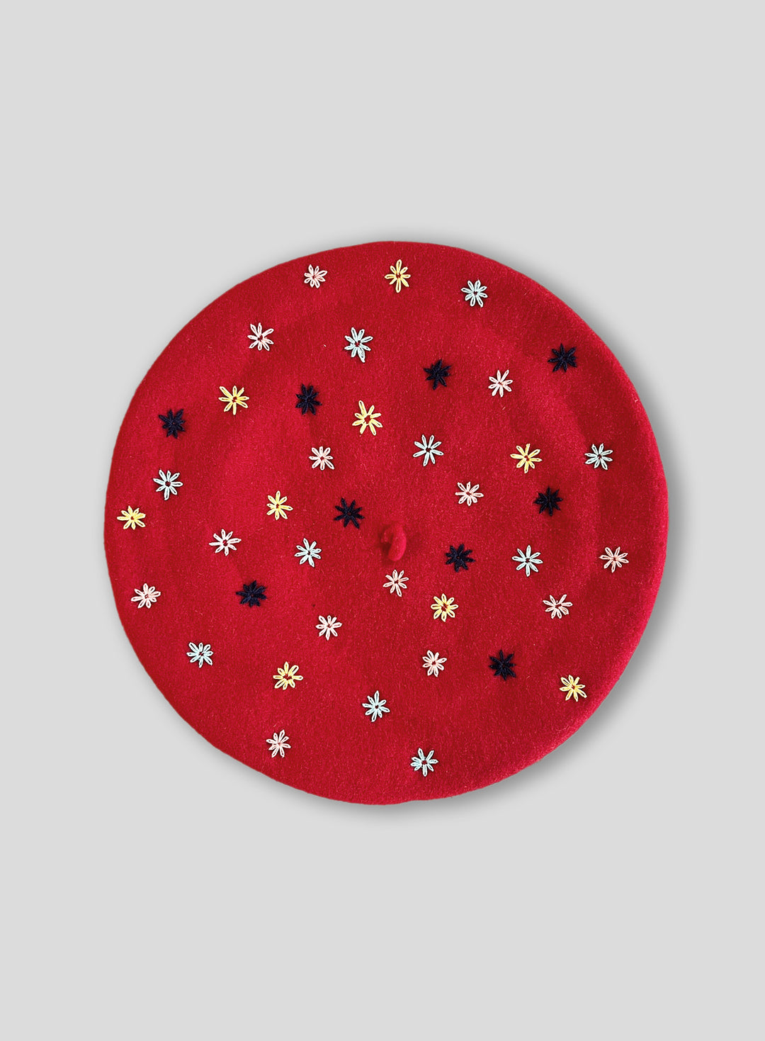 Embroidered Beret in Red