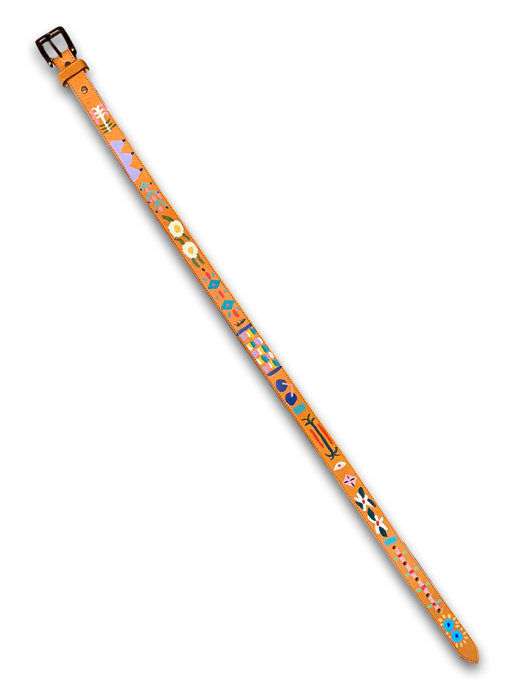 Hand-Painted Leather Belt (Size 30)