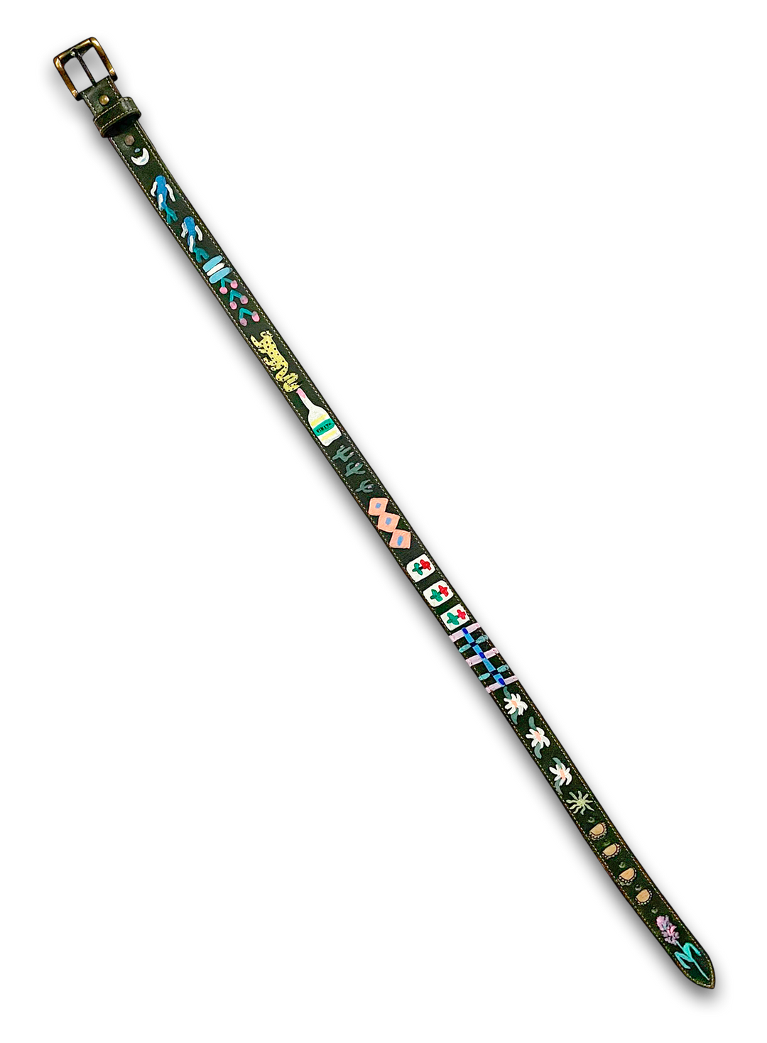 Hand-Painted Leather Belt (Size 30)