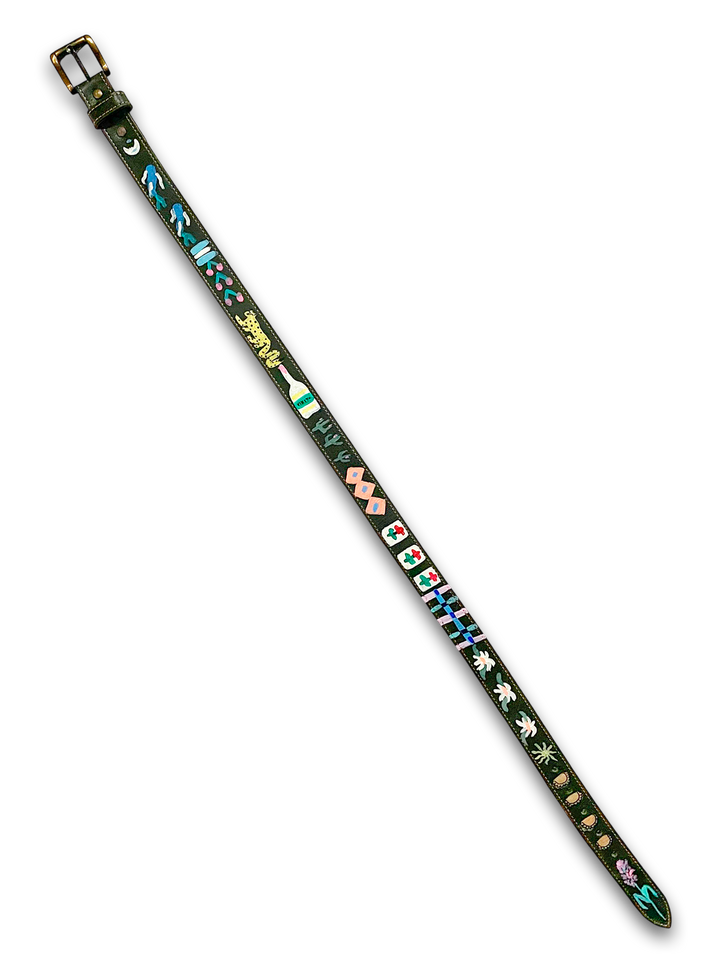 Hand-Painted Leather Belt (Size 30)
