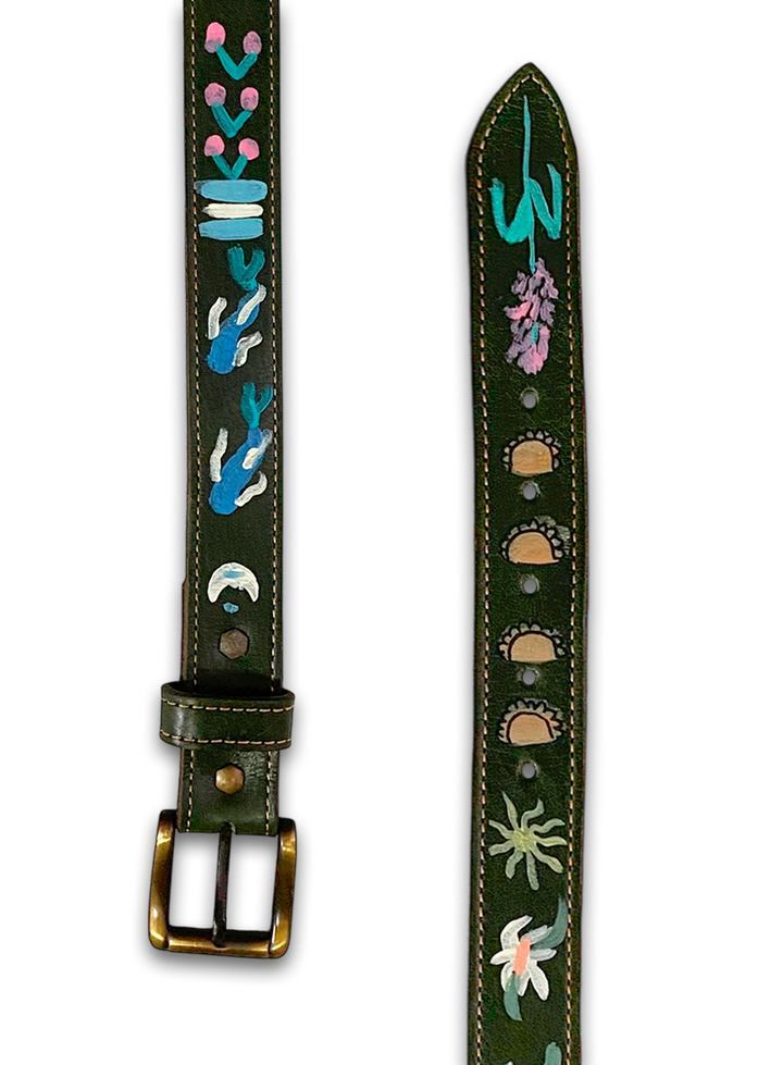 Hand-Painted Leather Belt (Size 30)
