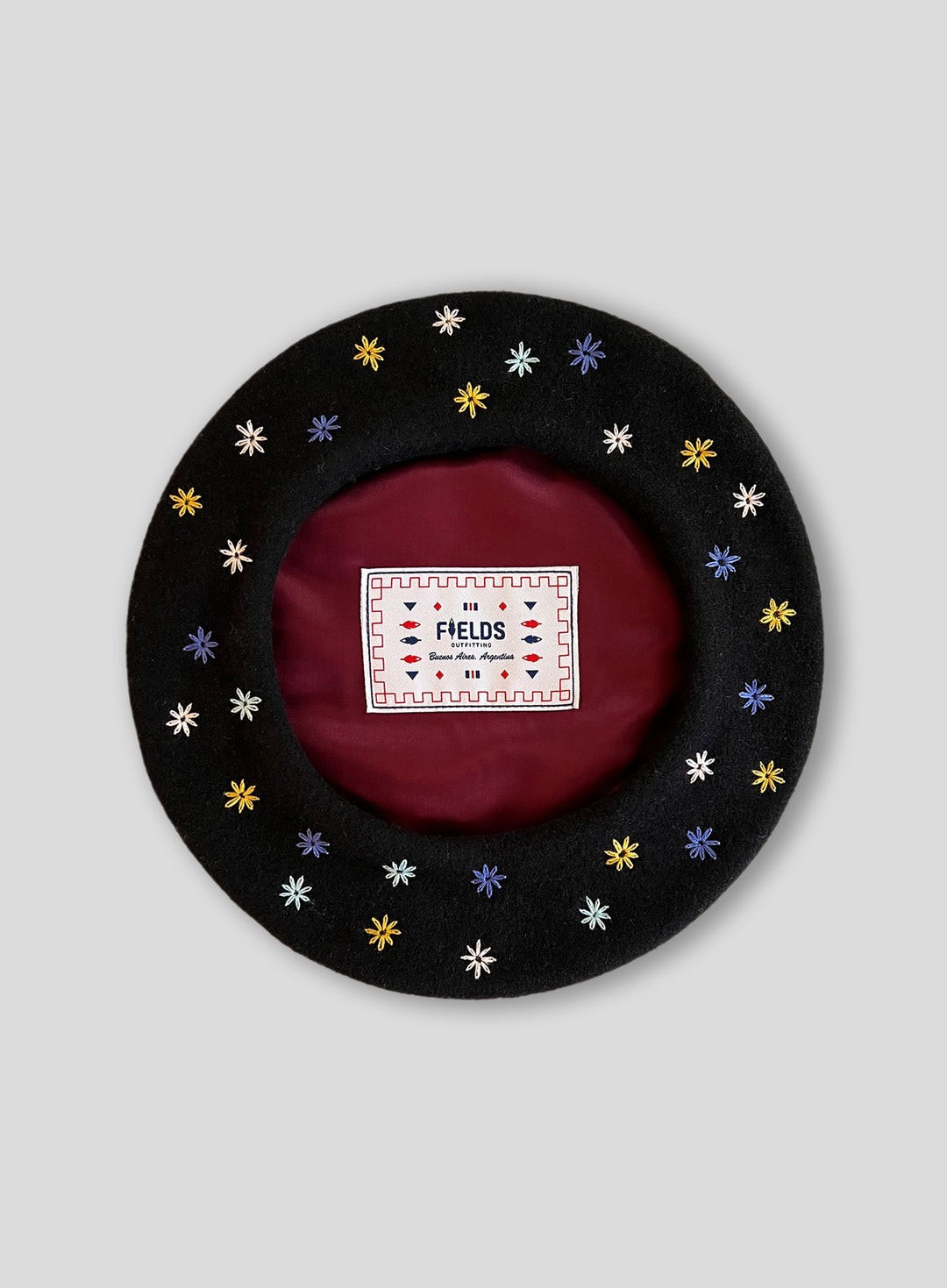 Embroidered Beret in Black