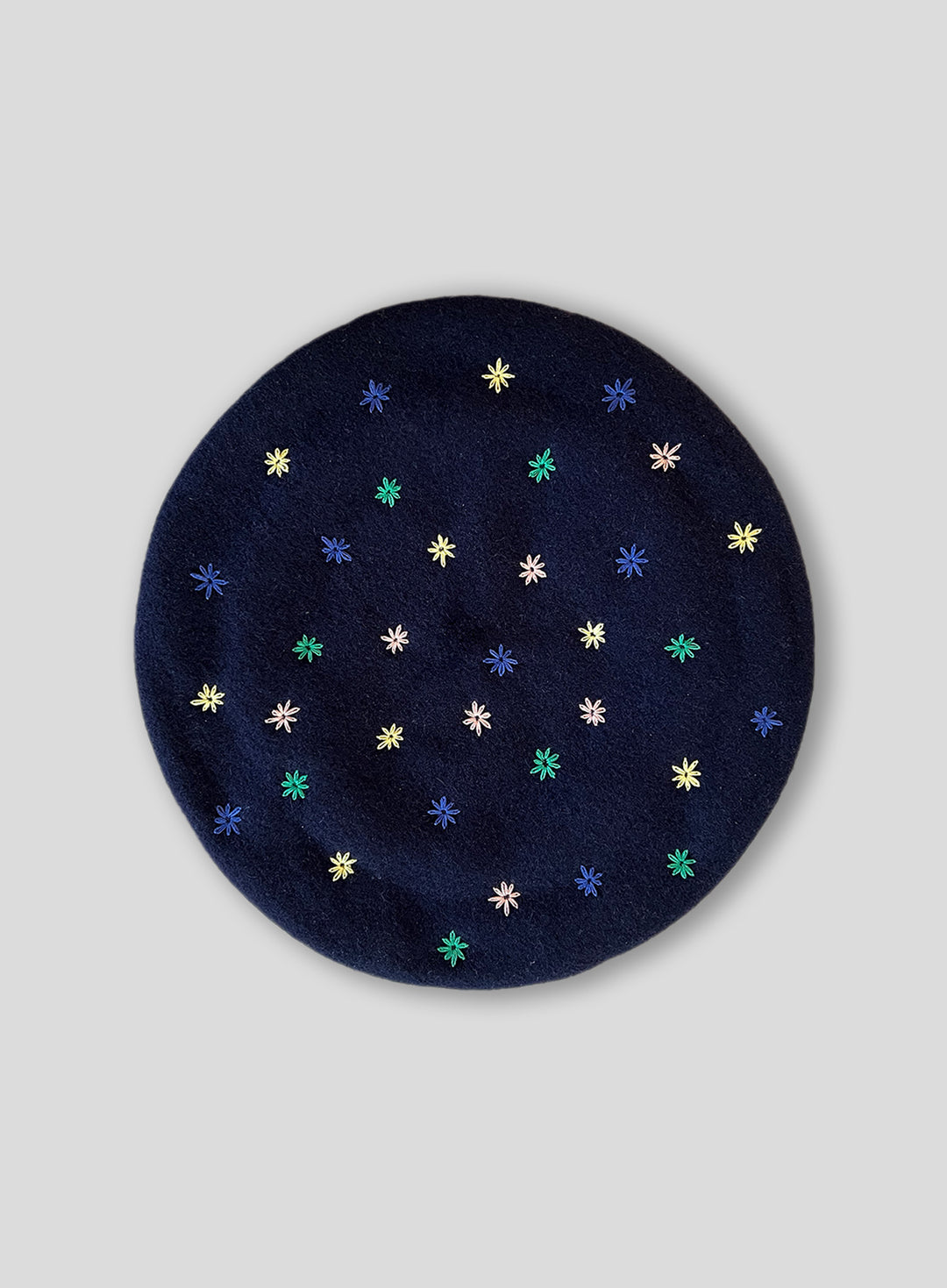 Embroidered Beret in Navy