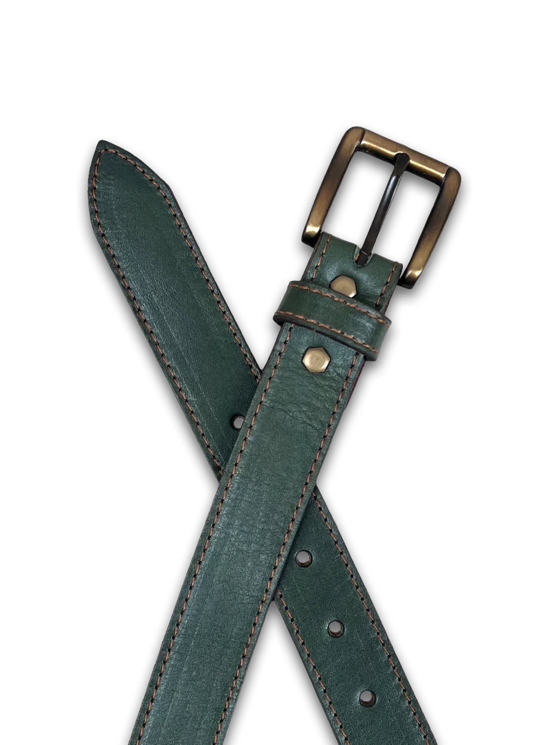 Dark Green Leather Belt