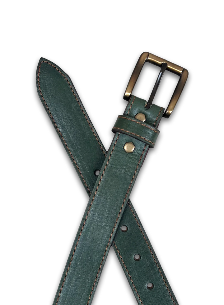 Dark Green Leather Belt