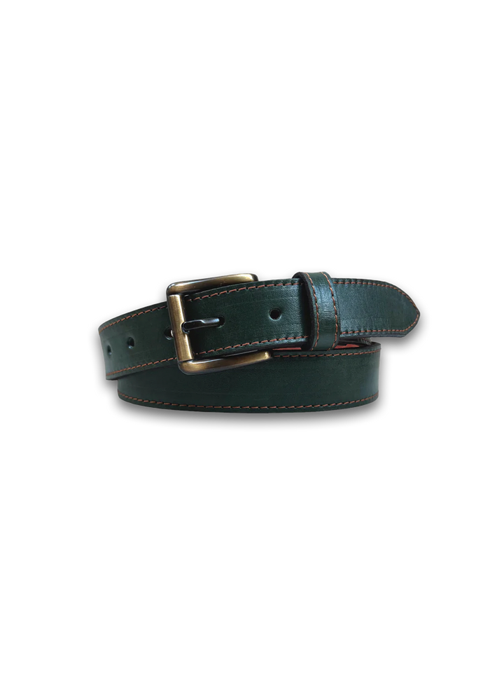 Dark Green Leather Belt