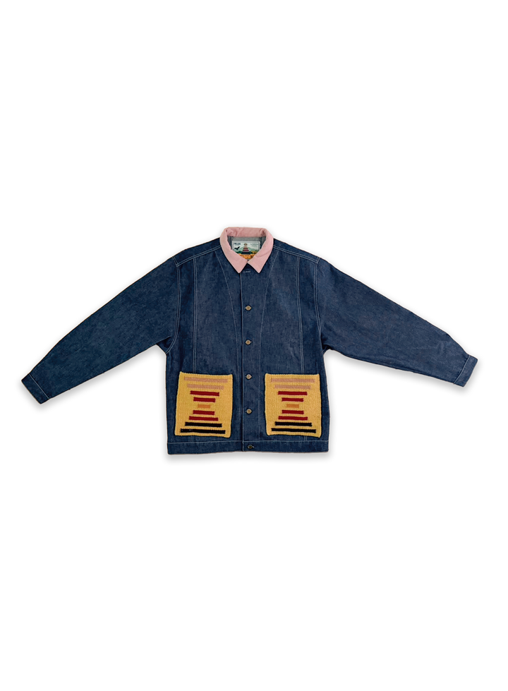 Denim Loom Jacket with Pink Trim