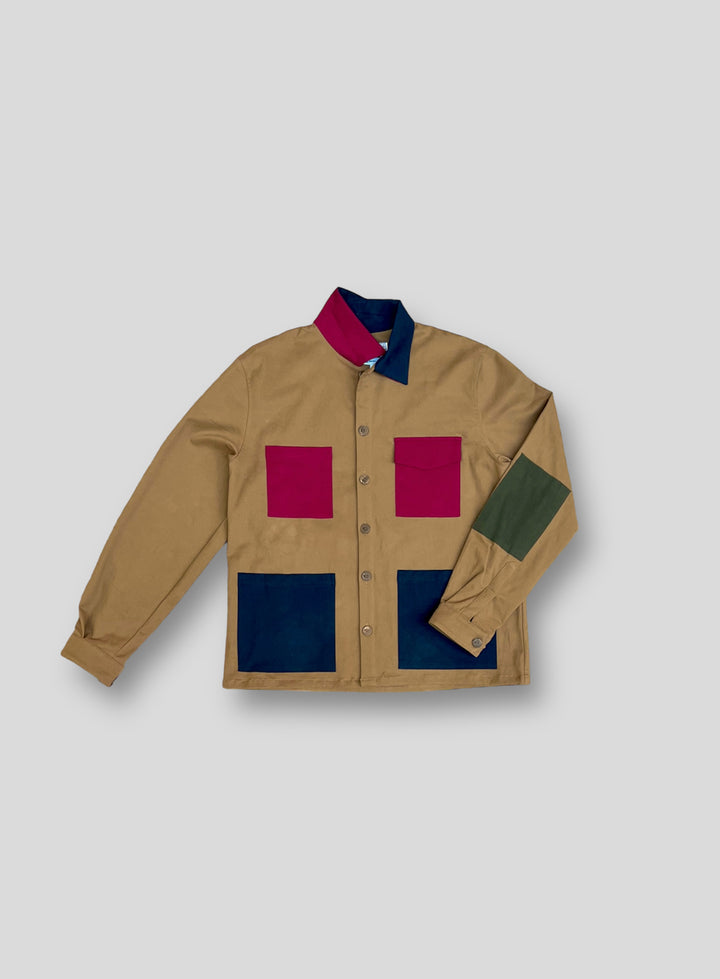 Color Block Four Pocket Shirt Jacket