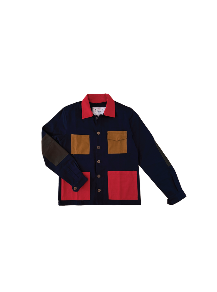 Navy Color Block Four Pocket Shirt Jacket