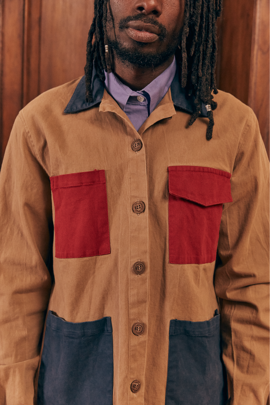 Color Block Four Pocket Shirt Jacket