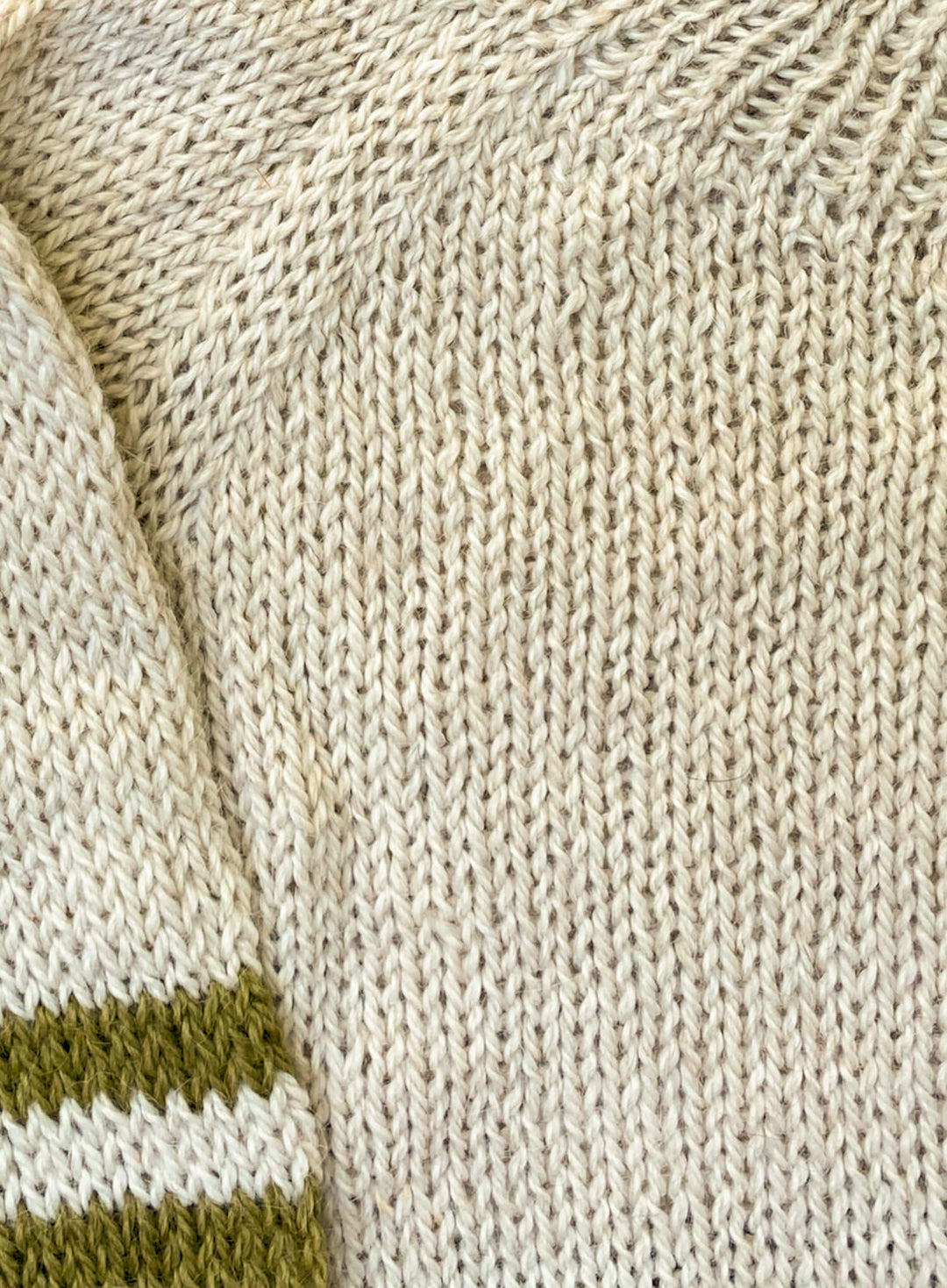 White and Green Hand-Knitted Llama Sweater
