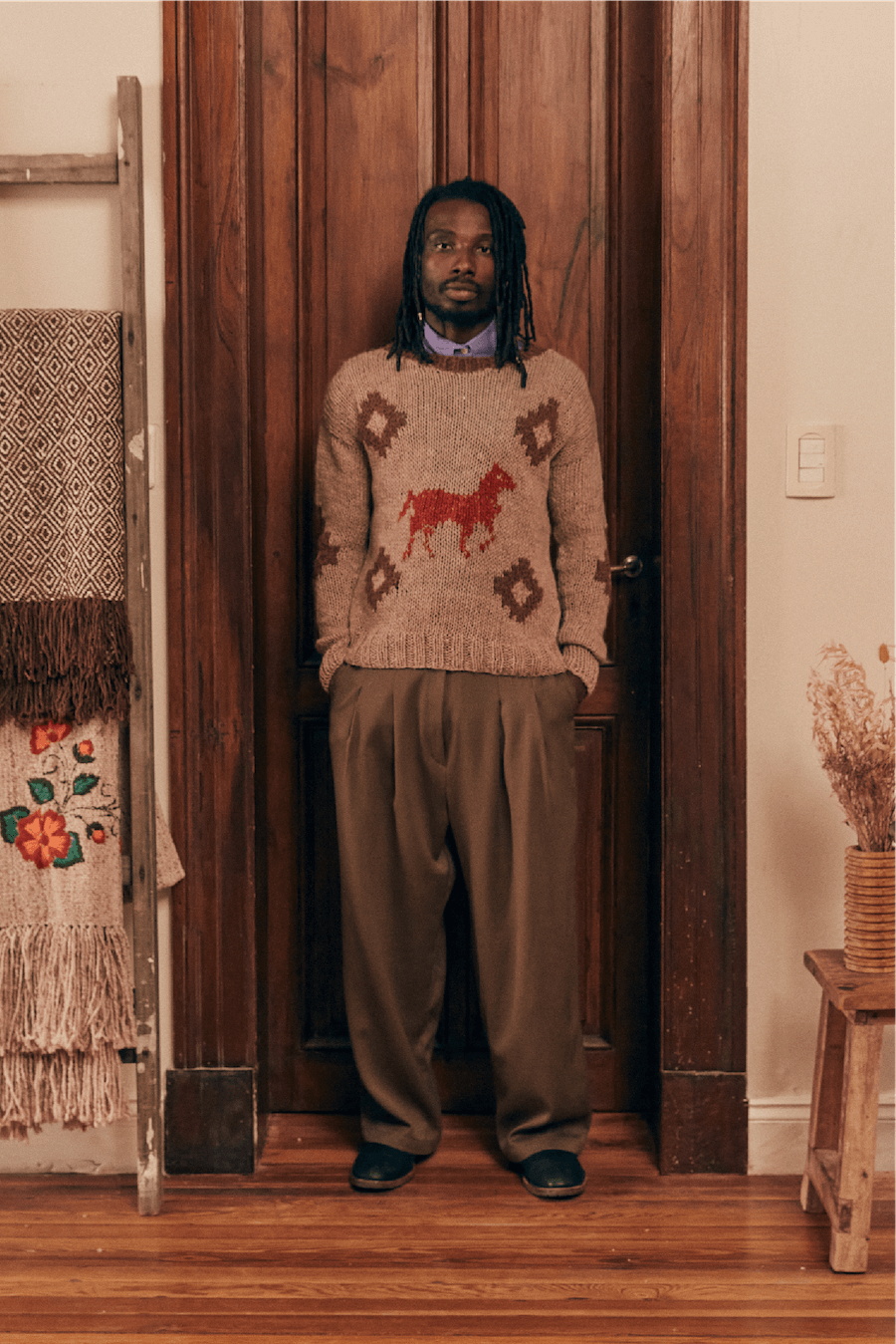Red Horse Hand-Knitted Llama Sweater