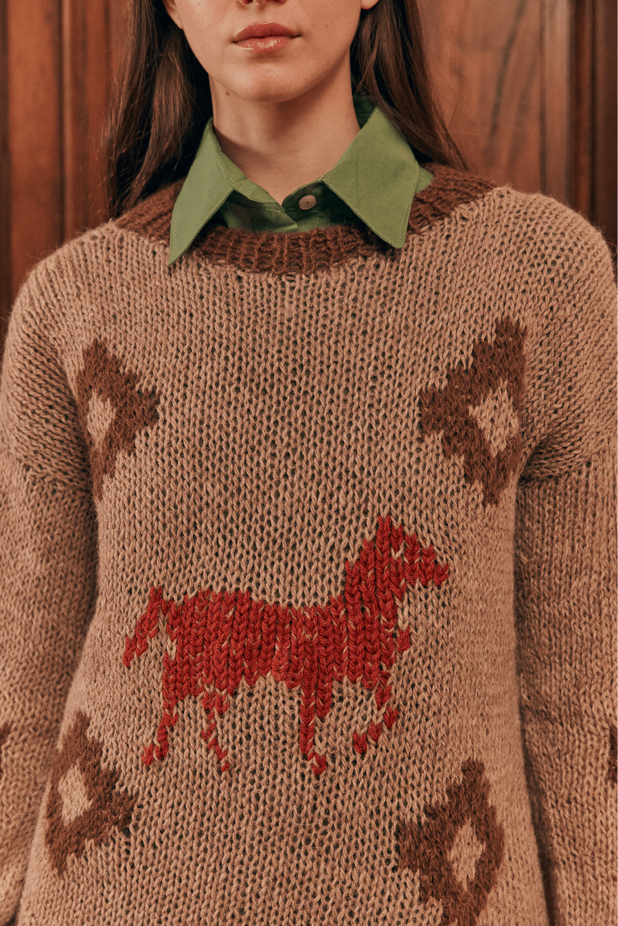 Red Horse Hand-Knitted Llama Sweater