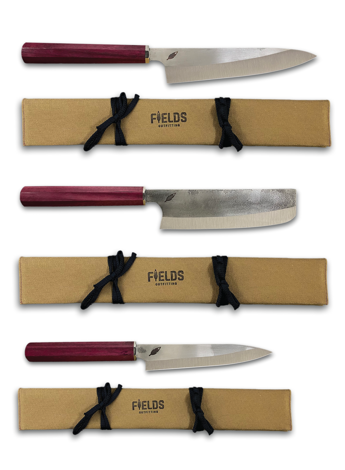The Essential Knife Trio in Purple Heart – Fields Outfitting The Essential Knife Trio in Purple Heart – Fields Outfitting
