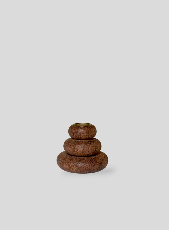 Puffer Candle Holder in Algarrobo Wood