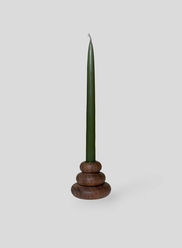 Puffer Candle Holder in Algarrobo Wood