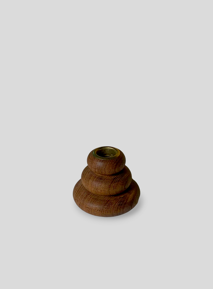 Puffer Candle Holder in Algarrobo Wood
