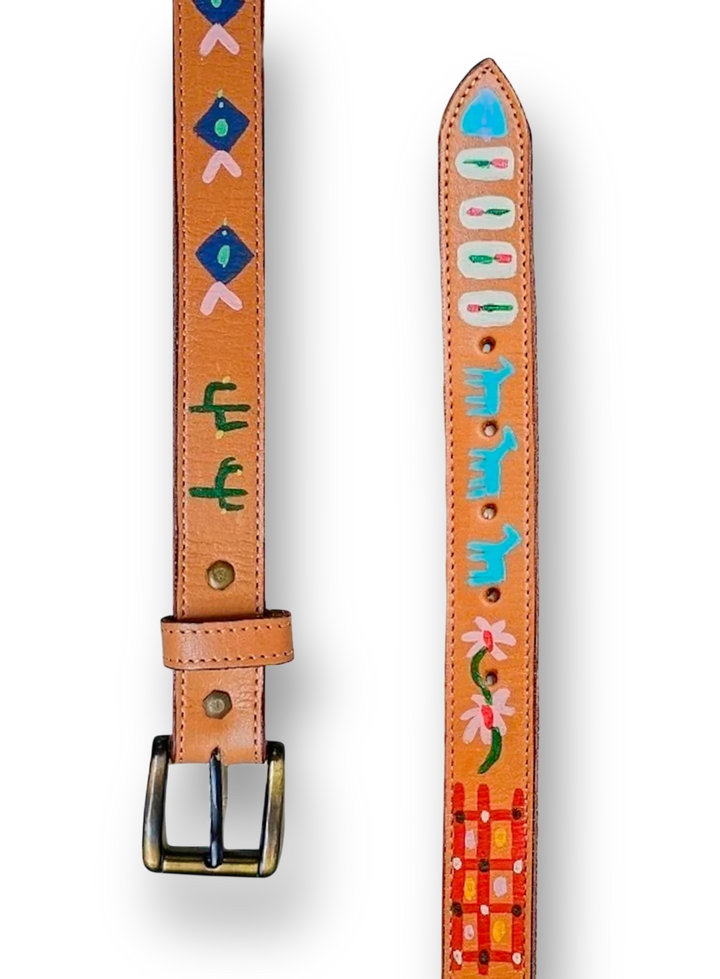 Hand-Painted Leather Belt (Size 30)