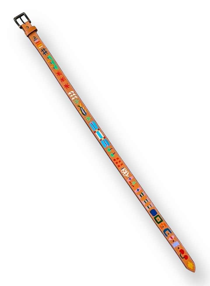 Hand-Painted Leather Belt (Size 30)