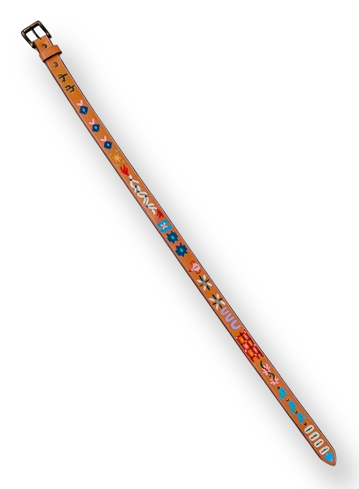 Hand-Painted Leather Belt (Size 30)