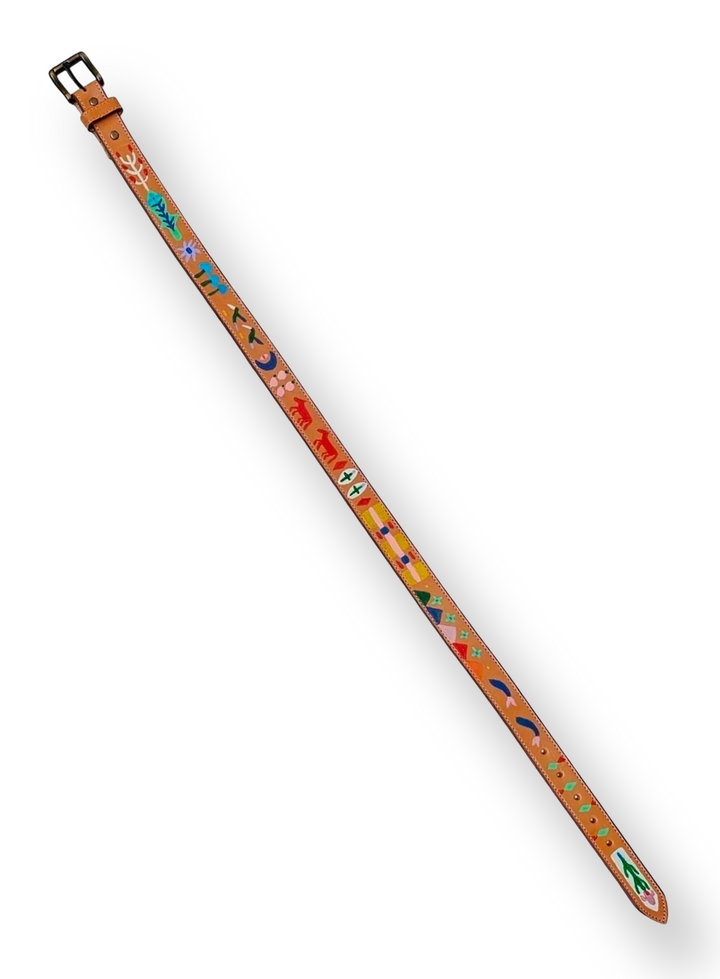 Hand-Painted Leather Belt (Size 32)