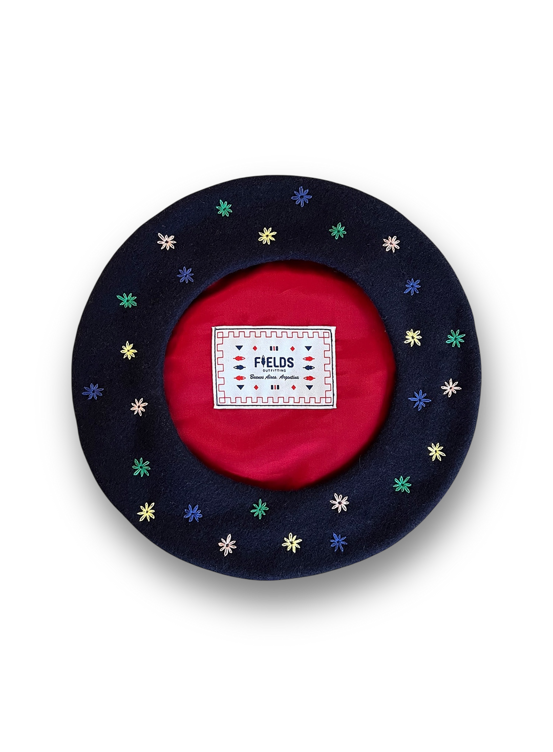 Embroidered Beret in Navy