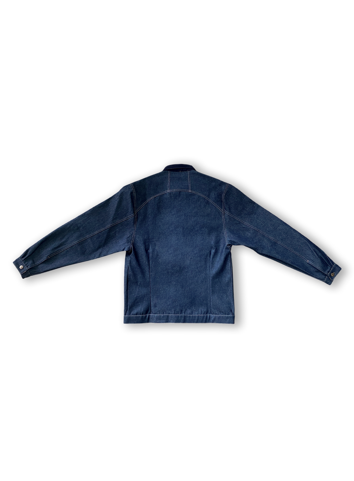 Navy Denim Crochet Jacket