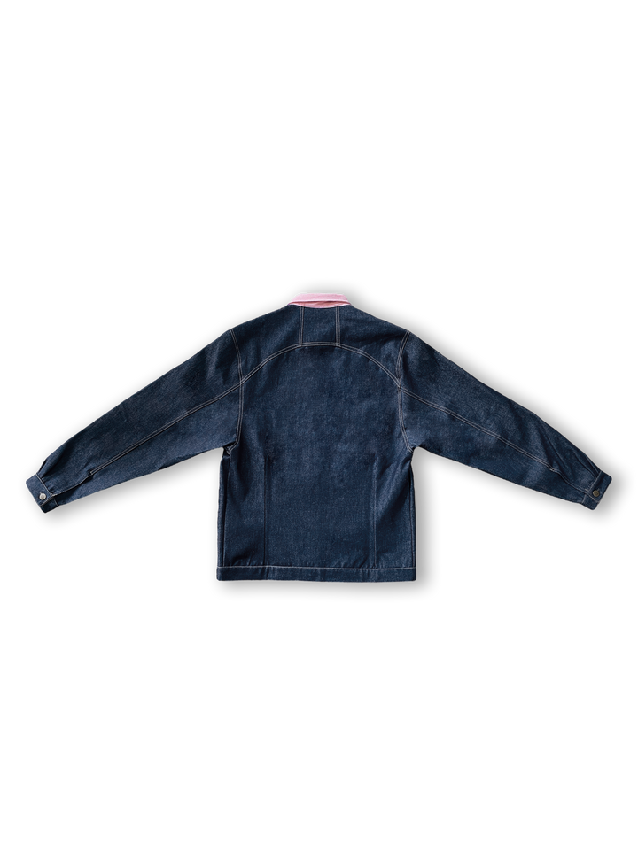 Pink Denim Crochet Jacket
