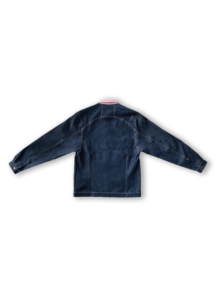 Denim Loom Jacket with Pink Trim