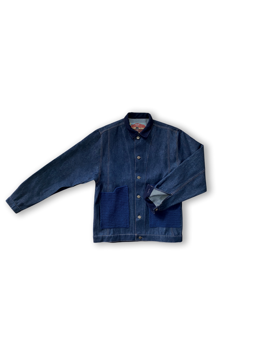 Navy Denim Crochet Jacket