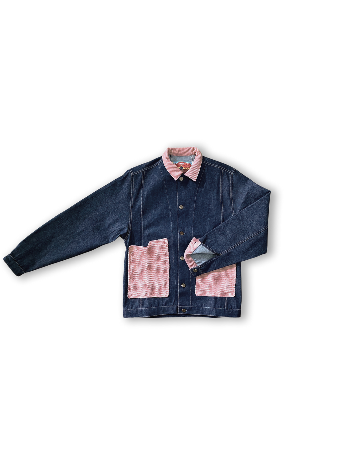 Pink Denim Crochet Jacket