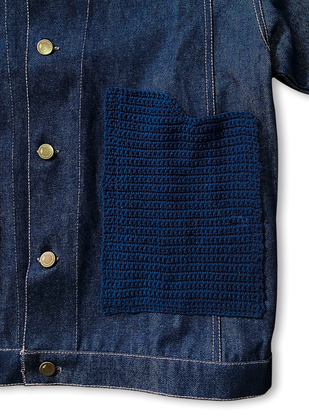Navy Denim Crochet Jacket